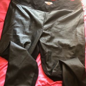Leather front pant